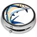 Decorative Round Pill Box - 3 Compartment Portable Travel Medicine Organizer for Vitamins and Tablets - Buy Online on GoSupps.com