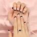 Black Lace French Tip Artificial Nails - 24 Medium-Short Reusable Gel Acrylic Manicure for DIY Style - Buy Online on GoSupps.com