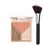 Highlighter & Contour & Blush 3 in 1 Makeup Palette with Brush Matte Shimmer Glow Illuminator Powder Perfect For Face Highlight Contour Bronzer Shape Silky Brillliant Compact Make-up 2 pack(with brush)