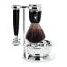 M hle Rytmo Razor set - bowl shaving brush with black fibre razor planer stand - handles made of black noble resin - vegan noble resin black