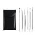 Acne Needle 6 in 1 Acne Blackhead Remover Needle Tools Set Blackhead Tweezer Pimple Extractor Stainless Steel Blackspot Removal (Color : Silver)
