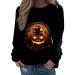 Halloween Costumes Printed Fashionable Casual Long Sleeved Zipper Round Neck Hoodies Sweater Tops Zip Us Black Large