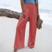 Women's High Waisted Wide Leg Linen Pants - Comfy Elastic Trousers in Orange - Buy Online on GoSupps.com