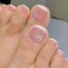 RODAKY Press on Toenail For Women Square French White Border False Nail for Toe Full Cover Rose Flower Fake Toenail Fashion nails Artifical Toenails Acrylic Foot Nail Tips 24Pcs White Border Rose Flower