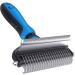 Fttouuy Pet Deshedding and Dematting Tool 2 Sided Pet Grooming Brush for Deshedding Mats & Tangles Removing (Azure:Short Hair)