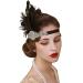 SWEETV 1920s Headpiece Flapper Headband  Rhinestone Feather Great Gatsby Headpiece Hair Accessories for Women (Black)