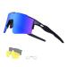 Duduking sports glasses Bicycle glasses sunglasses for men and women with 1 or 3 interchangeable lenses TR90 UV400 Protection wind protection cycling glasses for outdoor activities to drive fishing hiking blue-3 lens