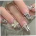Long Press on Nails French Tip Fake Nails with 3D Butterfly Rhinestones Designs Glossy Full Cover Acrylic Nails for Women Style 1 - Buy Online on GoSupps.com