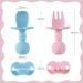 Baby Silicone Self-Feeding Fork and Spoon Set - Gum-Friendly First Stage Utensils for Baby Led Weaning (6 Months+) - Pink - Buy Online on GoSupps.com