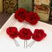 6pcs Wedding Updo Hairpins - Red Rose Hair Sticks U-Shaped Chopsticks for Bride & Bridesmaid - Perfect Hair Accessories - Buy Online on GoSupps.com
