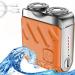 Mini Electric Explosive Shaver Portable Electric Shaver for Men Rechargeable Dual Blade Razor Waterproof USB Fast Charging Compact Travel Size Cordless Face Shaver with LED Power Display (Orange)