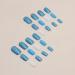 MISUD Short Square Press on Nails - Glossy Summer Blue Acrylic Nails | 24 pcs Squoval DIY False Nails with Bling Glitter Design - Buy Online on GoSupps.com