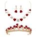 Lurrose Crystal Red Bridal Tiara Crown with Necklace and Earring - Perfect for Wedding, Pageant, Birthday Party - Queen Crown Headband for Women and Girls - Buy Online on GoSupps.com