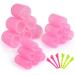 URAQT Hair Rollers 18 Pcs Hair Curlers Styling Kit with 6 Pcs Hair Pins Large Medium Small Self Grip Rollers for Long and Short Hair No Heat Damage DIY Hair Styling Tools (25mm 36mm 48mm) 24pcs/Pink