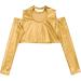 FEESHOW Youth Girls Long Sleeve Turtle Neck Dance Crop Top - Gold, Size 10 Years - Buy Online on GoSupps.com