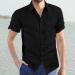 Men's Linen Beach Shirt | V-Neck | Long Sleeve | Black | Medium - Buy Online on GoSupps.com