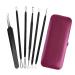 Blackness remover tool kit 5 pcs blackhead extractor tool comedos extractor tool acne removal kit pimple popper tool blackhead cleaner tweezers kit with PU leather case and mirror