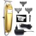 All-Metal Cord/Cordless Hair Trimmer with T-Blade Detailer - USB Charge 1400mAh High Speed Motor Gold Color - Premium Hair Care & Styling - Buy Online on GoSupps.com