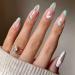 HJKOGH 24 PCs/Box Oval Head Almond False Nails Wearable Long Stiletto Fake Nails Full Cover Nail Tips Full Finished Press On Nails (Color : B)
