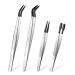 Ainiv 4Pcs Stainless Steel Tweezers with Non Slip Rubber Straight/Flat/Long Curved Tips Non Marring Tweezers Silicone Tipped Tweezers Tools for Jewelry Crystals Bead Making Crafts Making Lab #5 4PCS