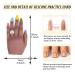 Professional Silicone Nail Practice Hand for Acrylic Nails | Left Hand Dark Brown with Adjustable Bracket and 50pcs Nail Tips - Buy Online on GoSupps.com