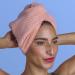 Luxurious pink microfiber hair turban - ultra absorbent fast drying and soft headscarf - for all women and all hair types to dry curly wet long and thick hair cloud -pink