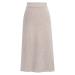 Sanahy Women's Basic Plain Stretchy Ribbed Knit Split Midi Skirt Stretch High Waist Bodycon Business Work Office Pencil Skirt XXL Beige