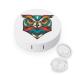 Psychedelic Owl Cute Contact Lens Case Travel Portable Round Contact Storage Box Kit with Mirror for Daily Outdoor
