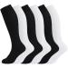 +MD 6 Pairs Compression Socks (15-20mmHg) for Women & Men - Cushion Knee High Socks for Running Medical Athletic Nurses Travels Edema Anti-DVT Varicose Veins Shin Splints 3Blk3Wht 9-11