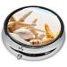 Beach Theme Mini Round Pill Box - 3 Compartment Travel Organizer | Portable Medicine Case for Home & Office - Buy Online on GoSupps.com