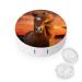 Brown Horse Round Case For Contact Lens Kit Storage Box with Mirror Printed