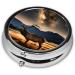 Elk in The Meadow Portable Metal Pill Box - Round Mini 3-Compartment Organizer for Small Pills | Must-Have Travel Accessory - Buy Online on GoSupps.com