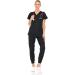 MediChic Mini Marilyn Women's Joggers Scrub Set - Black Large | Stretch Flex V-Neck Nursing Scrubs - Buy Online on GoSupps.com
