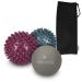 Navaris 3x massage ball set - 2x hedgehog ball with knobs 1x lacrosse ball - massage for shoulder back foot hand - fitness nop ball medium hard