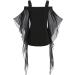 Women's Gothic Witch Halloween Cold Shoulder Blouse, Vintage Steampunk Renaissance Shirt - Black Large - Buy Online on GoSupps.com