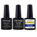 Kanorine UV/LED 10ml Nail Gel Polish 3 in 1 Set(Nail Primer+Base Coat +Top Coat) non-acid Natural/Acrylic Nails Primer Liquids gel bonder Agent soak-off no-wipe NailGelPolish 0.33oz x3 Primer&Base&Top