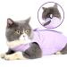 Ouuonno wound surgery recovery suit for cats in abdominal wounds or skin diseases after operation pajama suit e-collar alternative for cats violet s