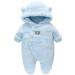 Baby Winter Snowsuit Baby Rompers Boy and Girl One-Piece Suit with Hood Toddler Outerwear Snowsuit Set Thick and Warm Blue 6-9 Months