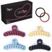 CLIPXY Premium Claw Clips Set of 6 Pcs Hair Claw Clip with Hair Bands Sturdy and Durable Hair Clips Women 4.3 Inch Matte Coated Large Hair Clips Bundle for Thick Hair Women for Everyday Wear Wavy Claw