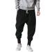 CEWIFO pants men 32 32 mid Loose string passage casual pants elastic waist men's pants pants skin color men shorts men cotton beige men sweatshorts cotton a4-black 3xl