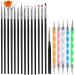 ANCLLO 15pcs Nail Art Brush Set Nail Painting Brush Pen with 5 Dotting Tools Nail Art Dotting Drawing Brush for DIY Nail Art Design for Professional Nail Designers