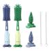 FUZVOL 2pcs Bottle brush Baby Bottle Brush 3 in 1 Bottle and Teat Cleaning Brush Set Silicone Bottle Brush with Stand Bottle Cleaner Brush for Baby Bottle Nipple Thermoses (Blue+Green)