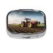 Tractor Farm Printing 2 Compartment Small Pill Case Cute Small Pill Box Purse Pill Boxs Travel Pill Organizer for Pocket Purse and Travel Gifts