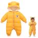 Milkiwai Baby Snowsuit Romper Cute Bear Winter Hooded Jumpsuit with Zip Boys Girls Infant Snow Wear Thick Outfits 66 Yellow