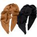 BEGOOD Knot Headband for Women Black Designer Headband Ruffled Womens Fashion Headbands Brown Ruched Top Knot Headband Hair Accessories for Girls 2Pcs Black and Brown
