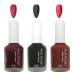 Matte Nail Polish Set 3 Colors Nail Varnish Set Burgundy Dark Red Nail Varnish Shimmer Quick Dry & Long Lasting Black Nail Polisht for Women DIY Nail Art at Home 12ML