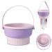 Makeup Brush Cleaner Bowl 6x5x3 Inch Cosmetic Brush Cleaning Mat Silicone 2 in 1 Makeup Brush Washing Bowl Drying Holder Stand Multifunctional Cleaner Basket for Girls Women (Purple)
