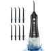 Cordless Water Flosser for Teeth, YaFex 320ML Portable Water Tooth Cleaning Pick Dental Oral Irrigator with 8 Tips, 5 Modes, Rechargeable, IPX7 Waterproof for Home Black