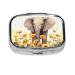 Elephant and Sunflower Printing 2 Compartment Small Pill Case Cute Small Pill Box Purse Pill Boxs Travel Pill Organizer for Pocket Purse and Travel Gifts