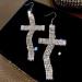 Wekicici Rhinestone Cross Tassel Drop Earrings - Crystal Hoop Fashion Accessories for Women in Silver - Buy Online on GoSupps.com